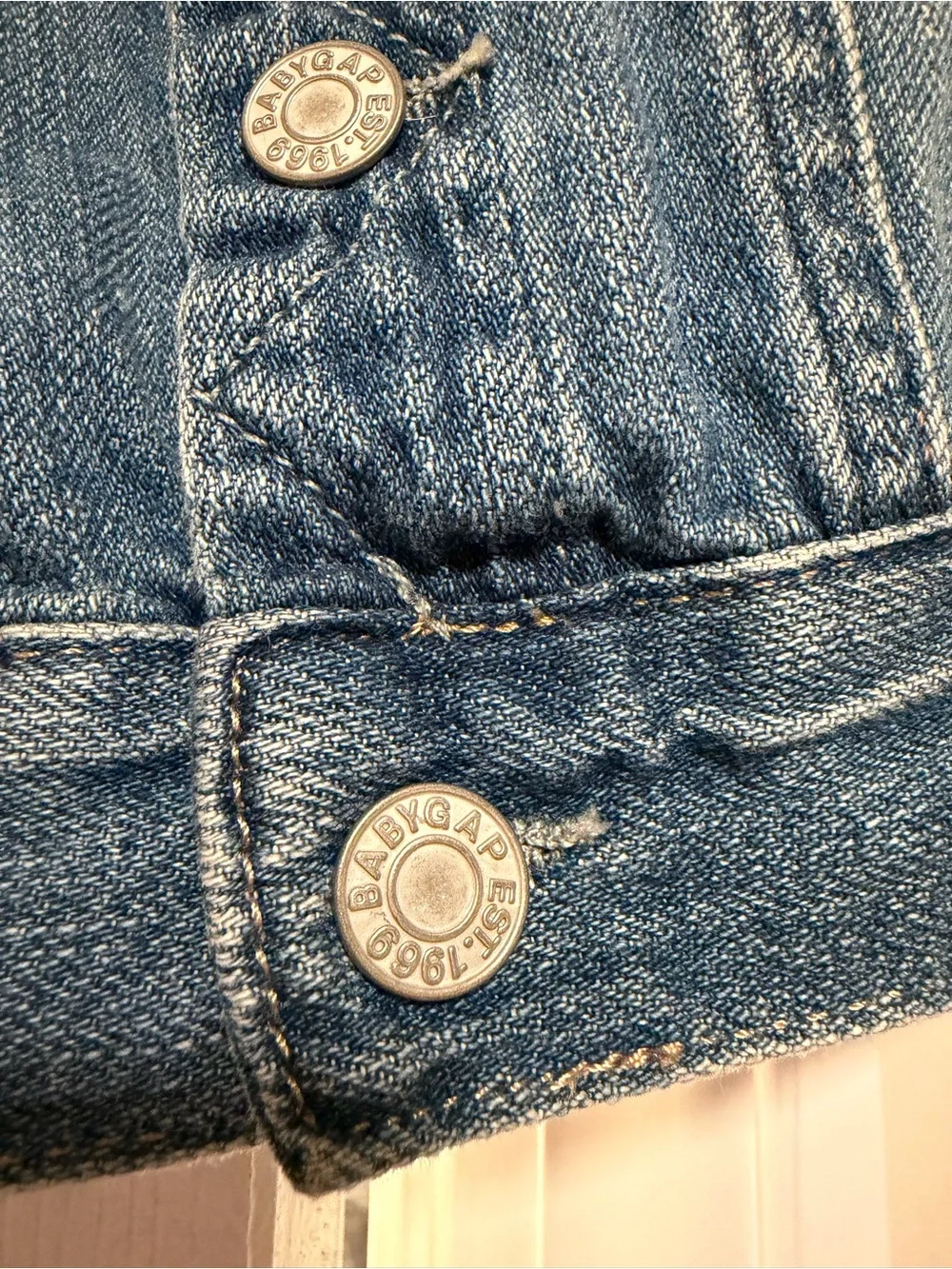 Baby Gap Snap Up Denim Jacket- Organic Cotton- Collared- 12-18 Months